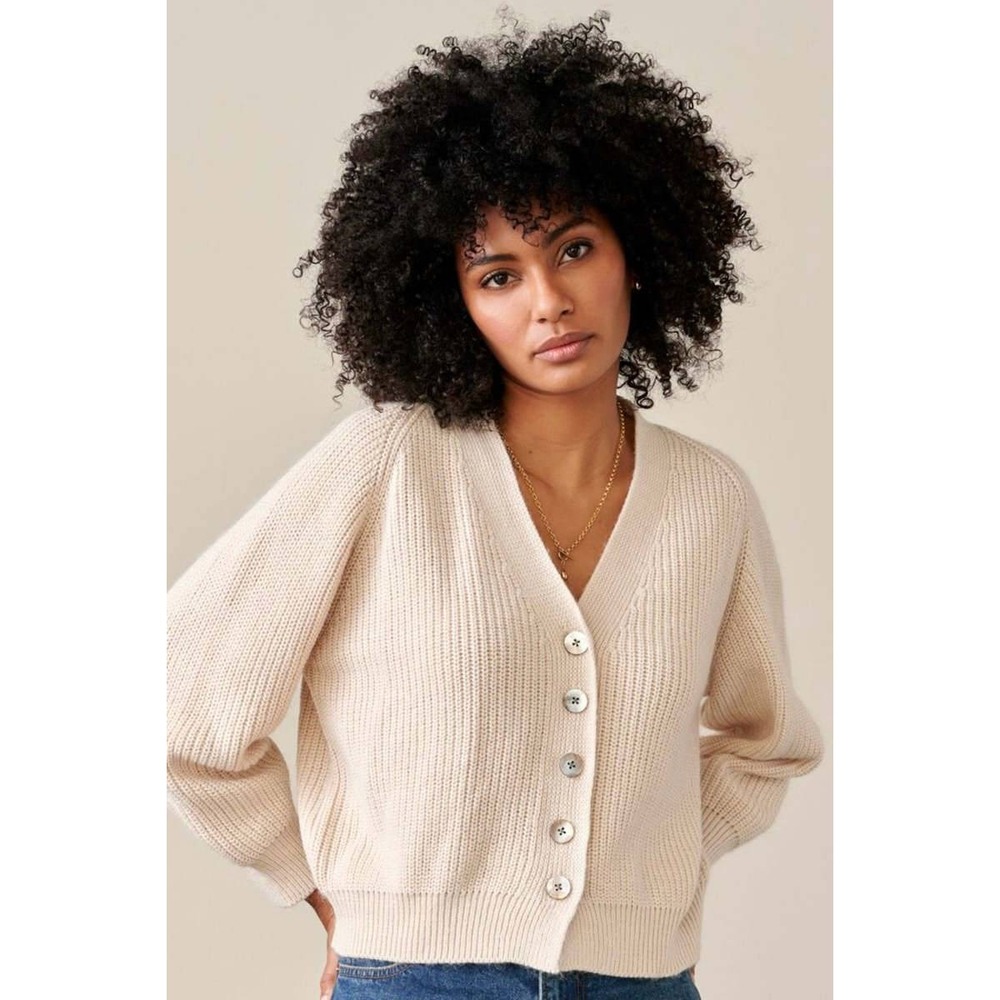 Bellerose Dosany Cardigan loose boxy fit trending luxe Ribbed Knit 0 SM nwot
